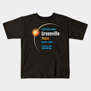 Greenville Texas Tx Total Solar Eclipse 2024 1 Kids T-Shirt